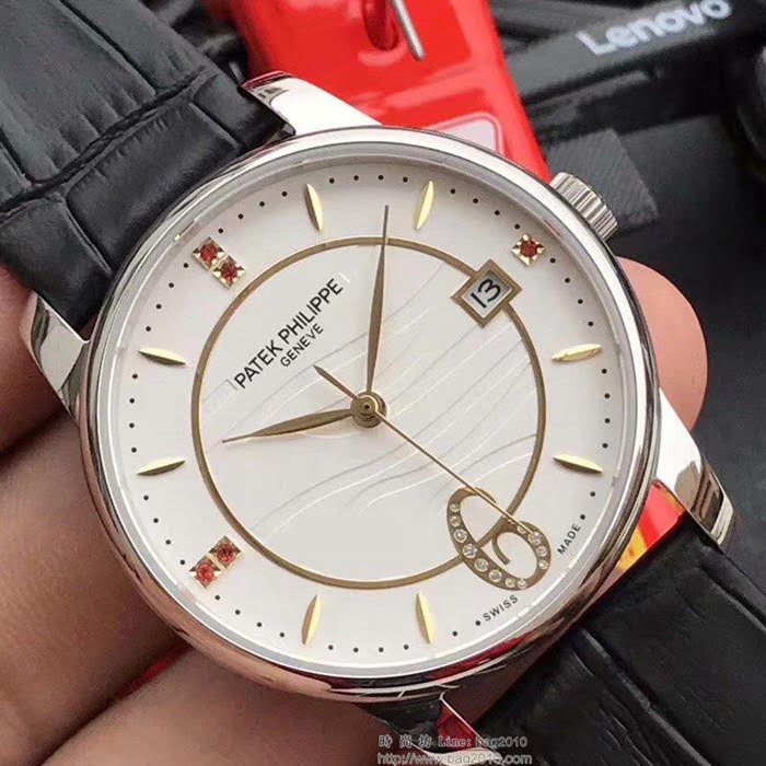 百達翡麗PATEK PHILPPE F1精品 流光皎潔輕奢復古 2019新款 6顆紅寶水晶錶盤 小牛皮錶帶 女士腕表  wssb4299